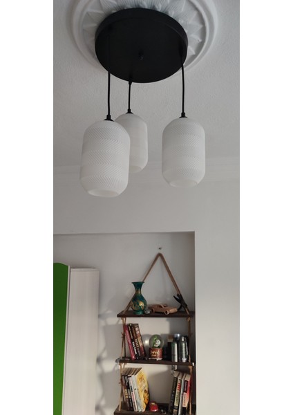 3D Design 3'lü Siyah Sarkıt Avize - 3 Başlıklı Avize Modern Bohem E27 Yatak Odası Salon Yemek Odası