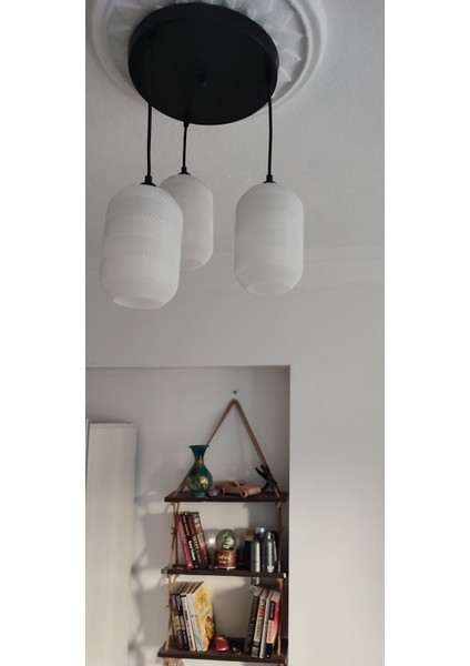 3D Design 3'lü Siyah Sarkıt Avize - 3 Başlıklı Avize Modern Bohem E27 Yatak Odası Salon Yemek Odası
