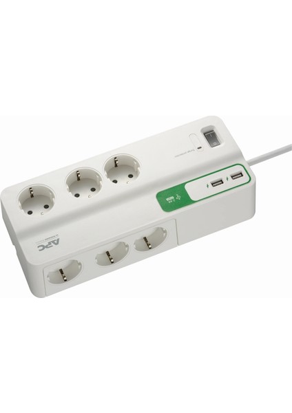 Electrıc PM6U-GR Apc 6'lı Akım Korumalı Priz - 2 USB Hızlı Şarj