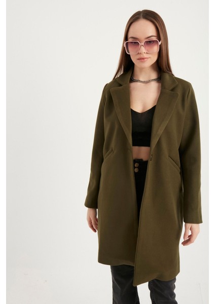 Kadın Haki Kaşe Kaban