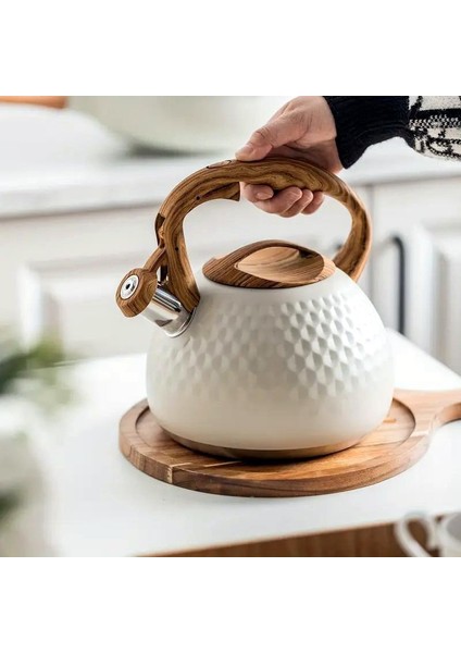 Modern Tasarım Düdüklü Kettle 3l Paslanmaz Çelik Ergonomik Su Isıtıcı Çaydanlık Islıklı