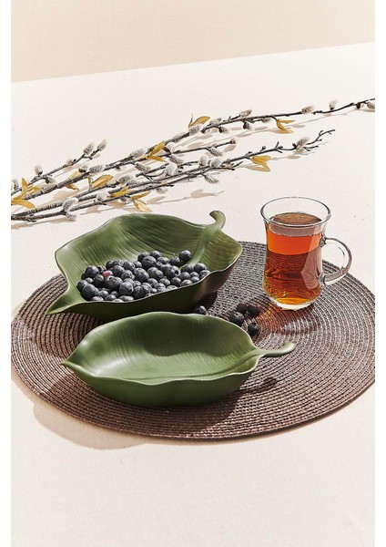 Leaf 2 Seramik Dekoratif Tabak M