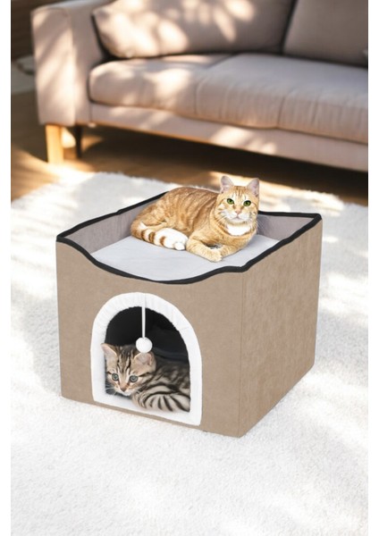 Sevimli Katlanır Taşınabilir Çok Fonksiyonlu Kapalı Kedi Evi Yatağı Füme fiyatları