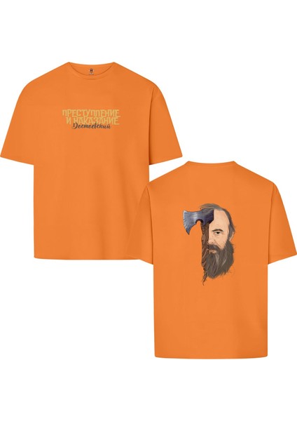 Dostoyevski Suç ve Ceza Rusça Çift Iplik Dokumalı Rahat Kalıp PAMUK T-Shirt