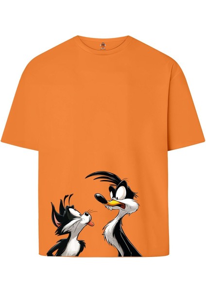 Carefree Çift Iplik Dokumalı Rahat Kalıp PAMUK T-Shirt