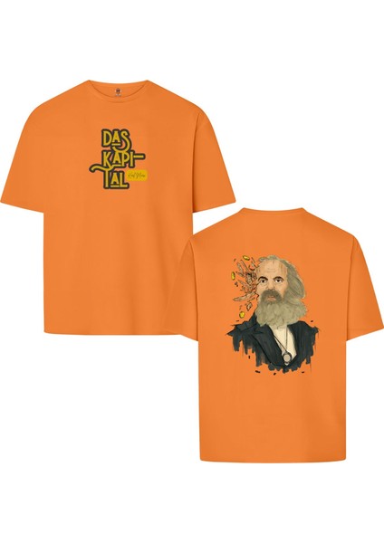 Karl Marx Das Kapital Çift Tasarım Çift Iplik Dokumalı Rahat Kalıp PAMUK T-Shirt