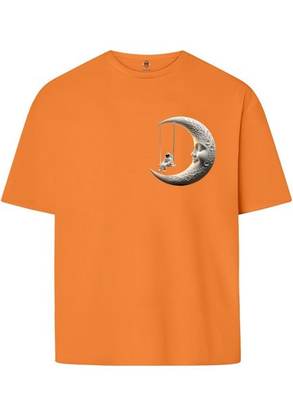 Moonspace Çift Iplik Dokumalı Rahat Kalıp PAMUK T-Shirt