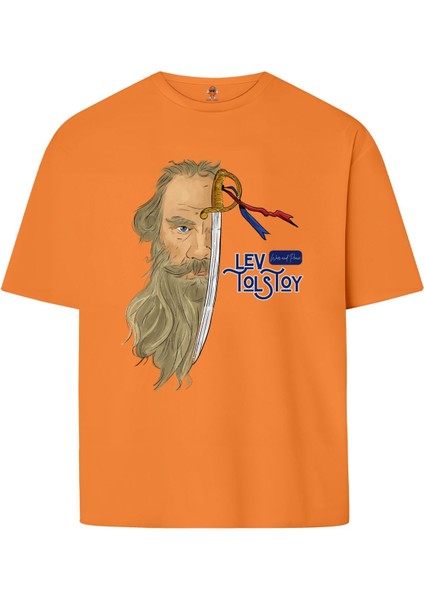 Tolstoy Savaş ve Barış Çift Iplik Dokumalı Rahat Kalıp PAMUK T-Shirt
