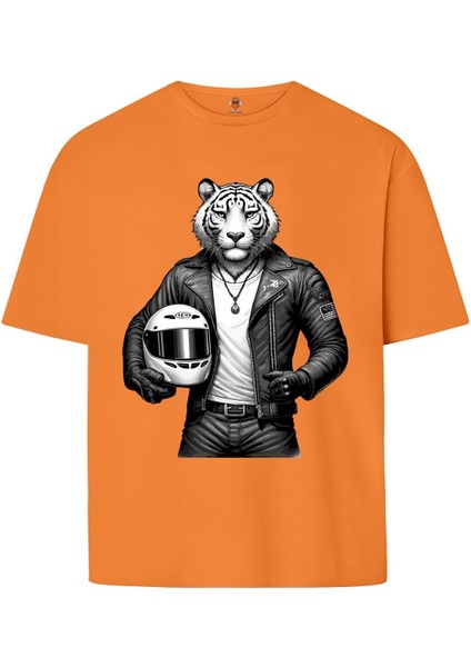 Bikertiger Çift Iplik Dokumalı Rahat Kalıp PAMUK T-Shirt