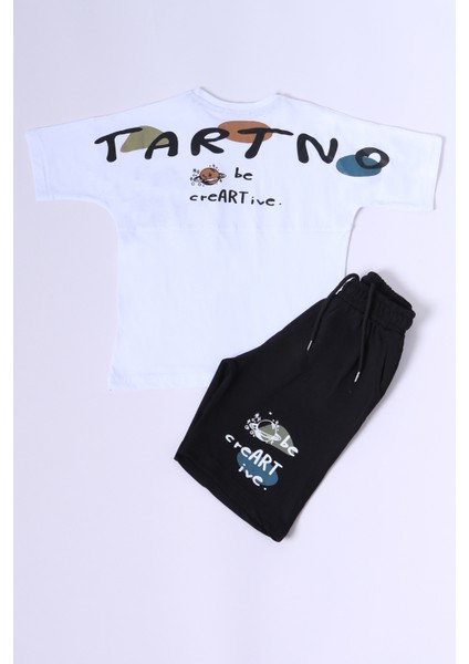 Erkek Çocuk Şortlu Takım Sırt Baskılı Oversize Kalıp D45