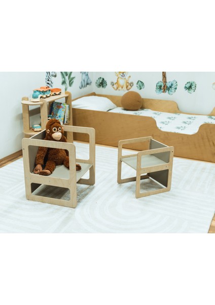 Montessori Ahşap Masa ve Sandalye Seti – Çok Fonksiyonlu, Dayanıklı fırsatları