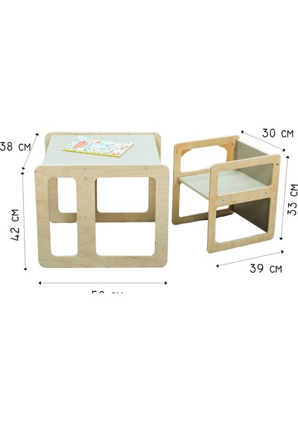 Montessori Ahşap Masa ve Sandalye Seti – Çok Fonksiyonlu, Dayanıklı indirimleri