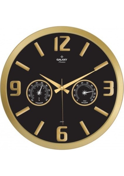 Renkli analog duvar saati, termometre ve higometre gösterge, modern tasarım, 35x35 cm