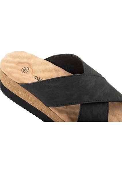Fast Anatomik Taban Kadın Terlik Nubuk Siyah modelleri