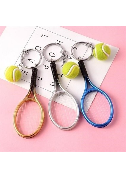 Aots® Gerçekçi Tenis Raketi Tasarımlı Şık Anahtarlık Kolye Çanta Süsü Tennis Keychain