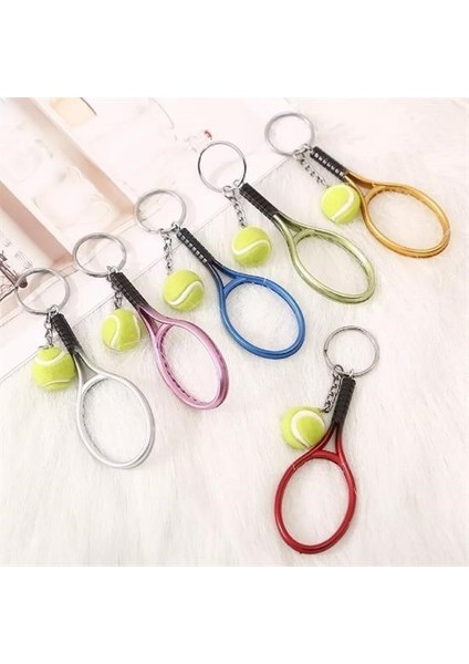Aots® Gerçekçi Tenis Raketi Tasarımlı Şık Anahtarlık Kolye Çanta Süsü Tennis Keychain