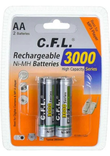 C.f.l. 3000 Mah Aa Şarj Edilebilir Kalem Pil