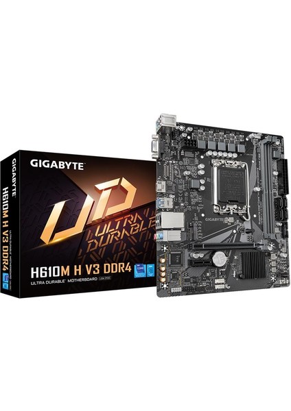 Gıgabyte H610M-H-V3 Ddr4 3200MHZ 1xvga 1xhdmı 1xm.2 USB 3.2 Matx 1700P (12. / 13. ve 14. Nesil Işlemci Uyumlu)