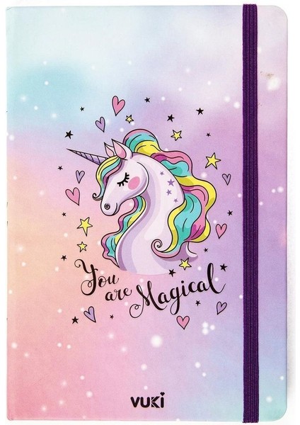 Desenli Sert Kapak Lastikli Defter A5