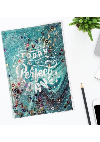 Simli ve Sulu Kapaklı Desenli A5 Defter