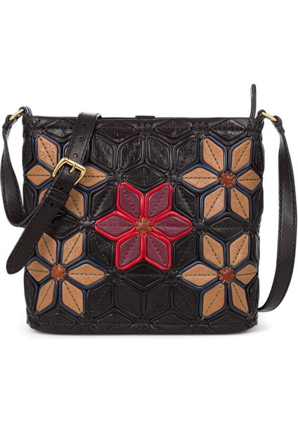 Lisa Siyah Deri/Renkli Kadın Çapraz Askılı Çanta 157 Lisa