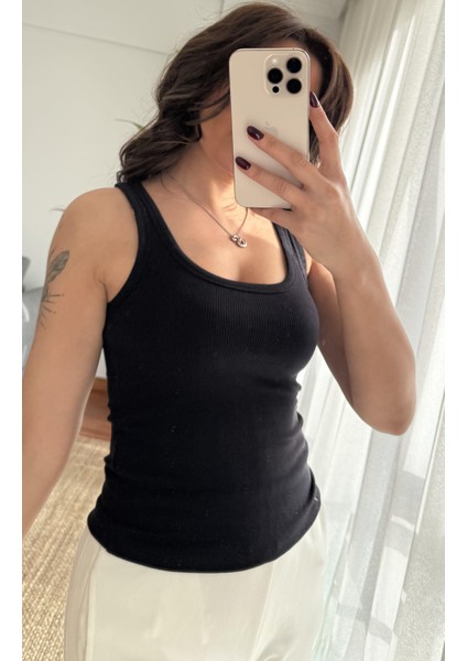 Siyah Esnek Kaşkorse Geniş Askılı