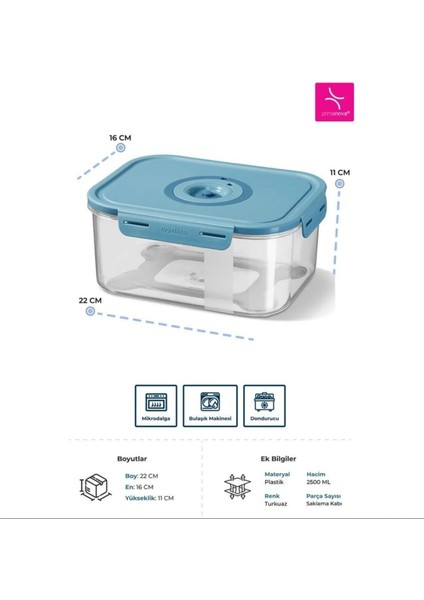 Seoul Taze Ürün Saklama Kabı 2500 ml - 22 x 16 x 11 cm