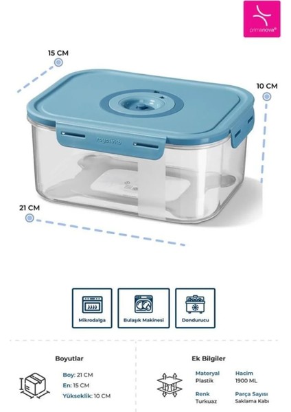 Seoul Taze Ürün Saklama Kabı 1900 ml - 21 x 15 x 10 cm
