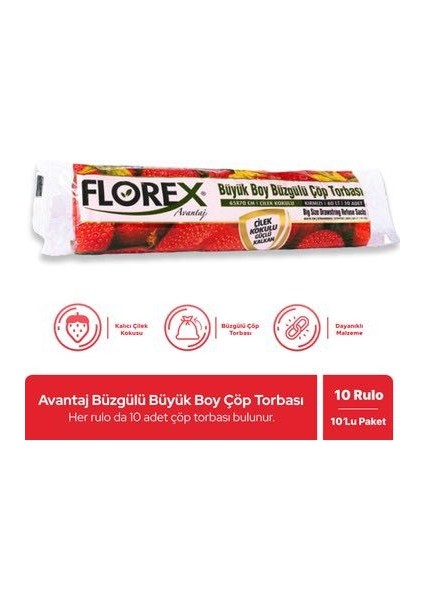 BÜZGÜLÜ ÇÖP TORBASI ( ÇİLEK KOKULU)