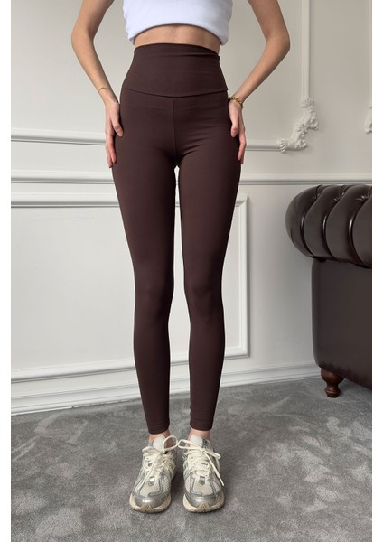 Yüksek Bel Orj Çelik Tayt- Koyu Kahve modelleri