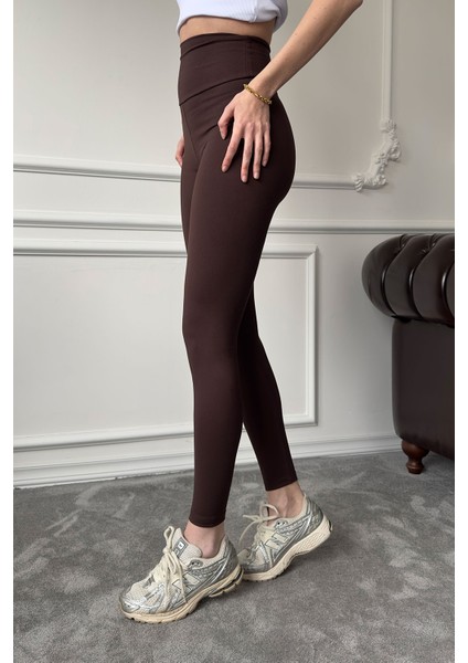 Yüksek Bel Orj Çelik Tayt- Koyu Kahve fırsatları