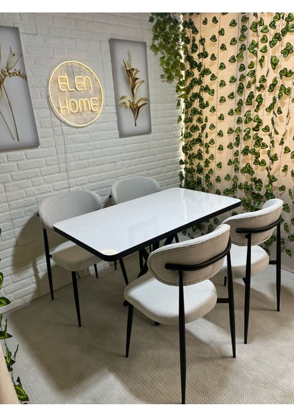Polo Sandalye Masa Sandalye Takımı 4 Kişilik Yemek Masası Takımı Mutfak Masası Takımı ( 70 x 110)