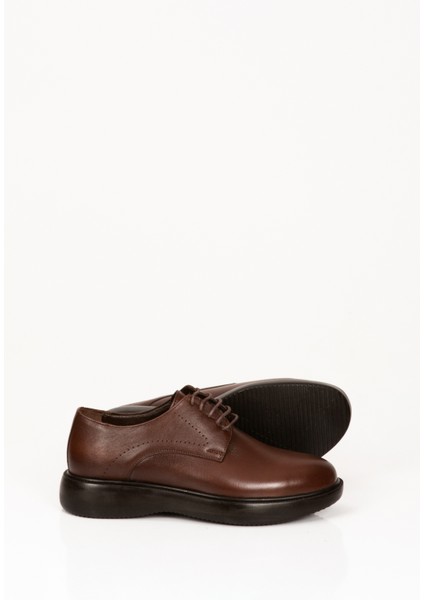 Deri Kahverengi Erkek Klasik Ayakkabı, Şık Damat Ayakkabısı, Bağcıklı Deri Erkek Kundura