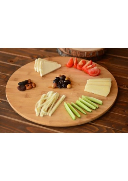 Bambu Ahşap Mi x Dönen Servis Tabak 39 x 2 cm Büyük Özel Mekanizmalı Pürüssüz Dönüş Wood 1 Adet fiyatları