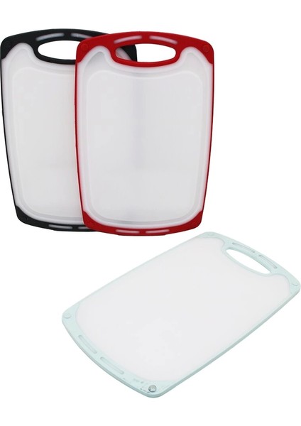 40X24CM Büyük Plastik Kesim Panosu Kaymaz Silikon Kenarlık - 10MM Kalınlık (5069)