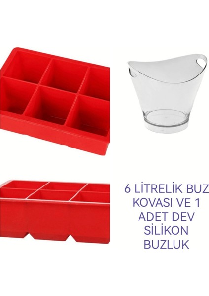 1 Adet 6 Litrelik San Buz Kovası ( 1 Adet Silikon Buzluk Hediyedir. )