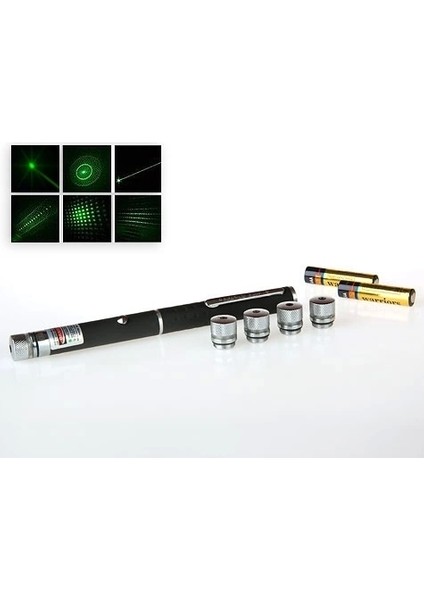 Yeşil Lazer Pointer 50 Mw 15 Km Etkili (5 Başlıklı) (5069)