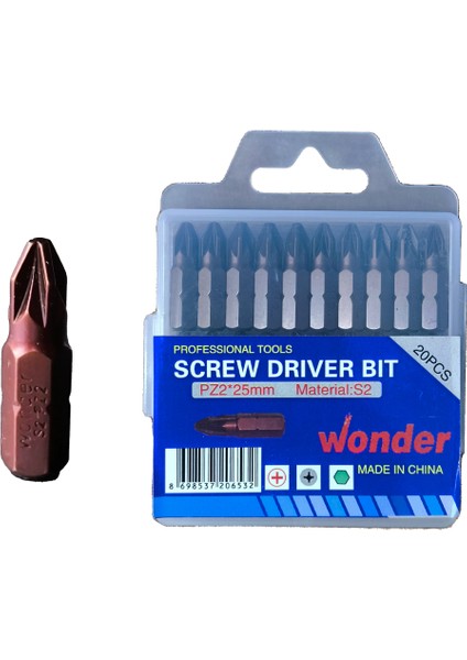 Pz2 x 25MM S2 Yıldız Bits Uç 20\'li Paket