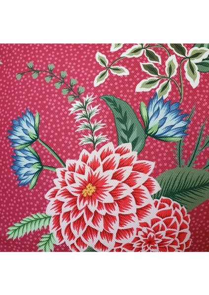 Pembe Zemin Botanik Çiçekler Tasarımlı Kırlent Kılıfı - 43 x 43 cm , Gizli Fermuarlı