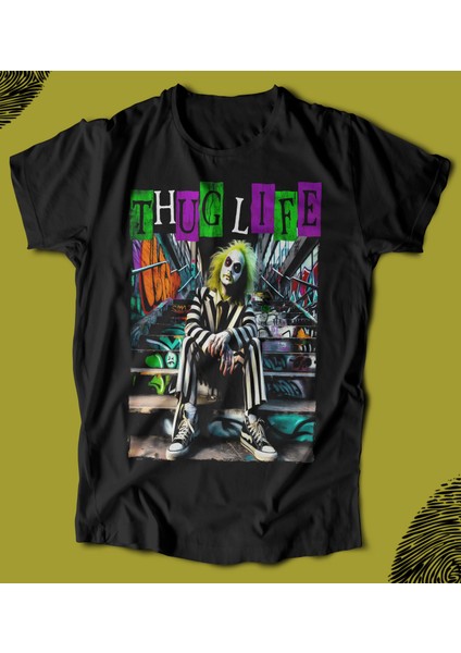 'beetlejuice – Thuglife‘ Baskılı 'regular-Fit' Unisex Tişört