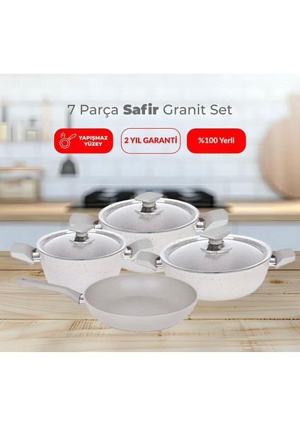 Safir Granit 7 Parça Tencere Set Bej