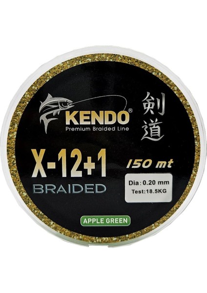 X-12+1 Braided 150M Apple Green Örgü Ip- 0.14MM
