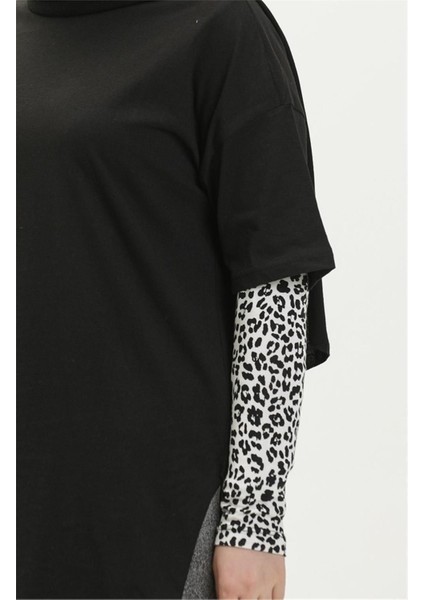 Kısa Kollu Yırtmaçlı Sade Basic Tunik