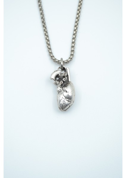 Kalp Örme Zincir Kolye - Gümüş Kaplama - Erkek Kadın Kolye - NO:1442