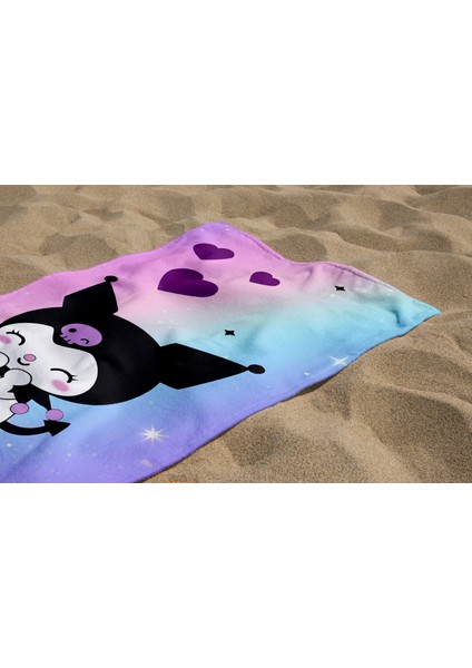 Kuromi Desenli Dijital Baskılı Plaj Banyo Havlusu Kız Çocuk Plaj Havlusu Beach Towel fırsatları