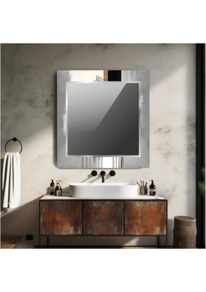 Dekorarif Desenli Kare Duvar Aynası 1