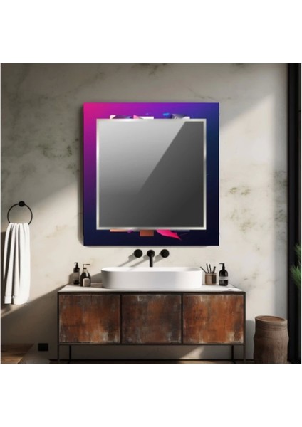 Dekorarif Desenli Kare Duvar Aynası 4