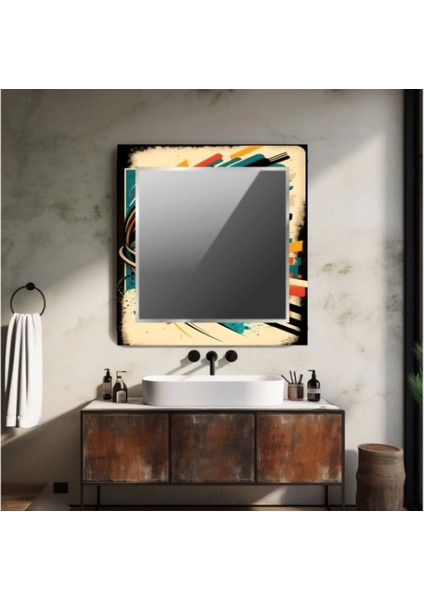 Dekorarif Desenli Kare Duvar Aynası 5