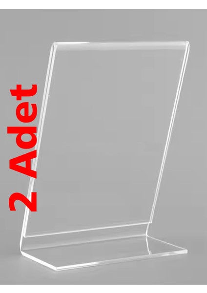 A4 - L Tipi Dikey 21X30 cm Şeffaf Pleksi Föylük Menü Fiyatlık Broşür Etiket - Masaüstü A4 Dikey Broşürlük 2 Adet