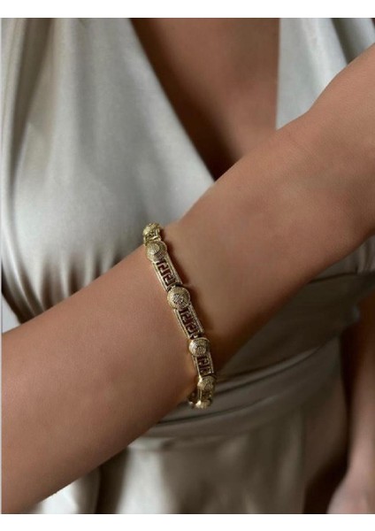 14 K Altın Rengi Vip Seri Bileklik 18+2 cm